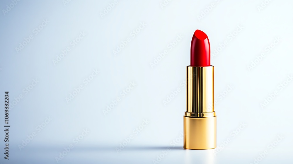red lipstick in a gold tube. red lipstick in a gold tube.