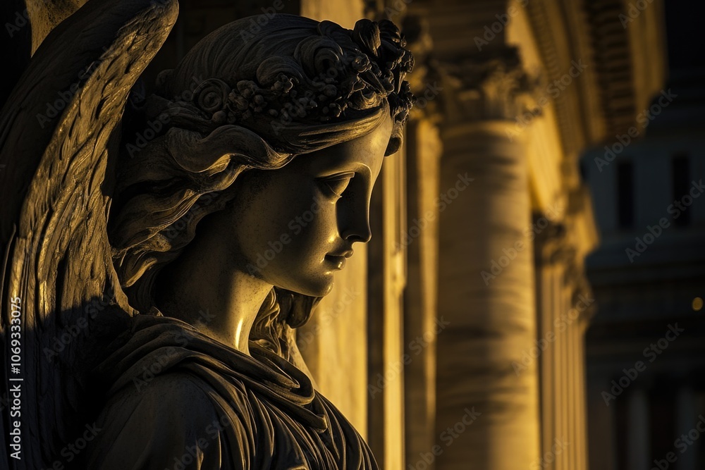 A detailed image of an angel's face, often used in various designs and art projects A detailed image of an angel's face, often used in various designs and art projects