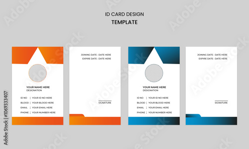 simple creative clean minimalist business id card company employee id card and marketing id card design template with gradient color