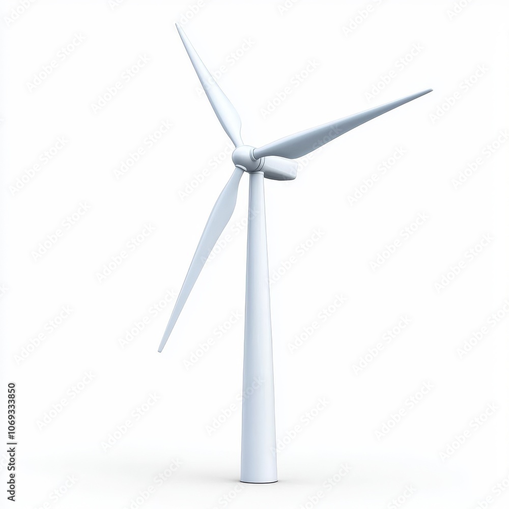 An isolated image of a wind turbine on a white background An isolated image of a wind turbine on a white background