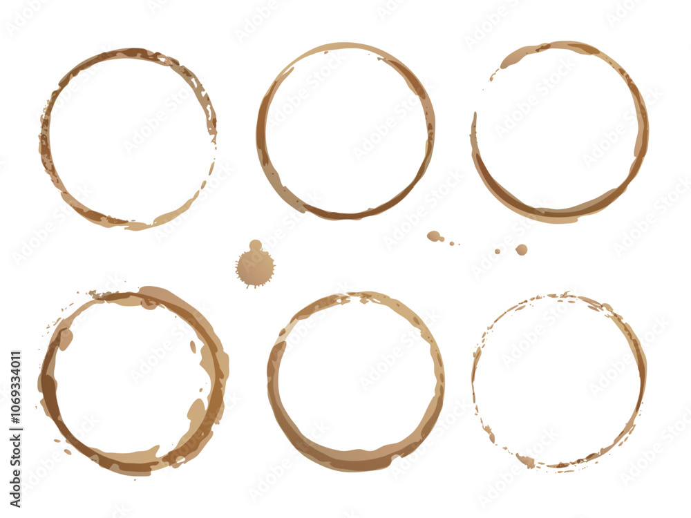 Coffee cup vector stains, Isolated on white coffee stain background, tea ring stamps and splatters Illustration Coffee cup vector stains, Isolated on white coffee stain background, tea ring stamps and splatters Illustration