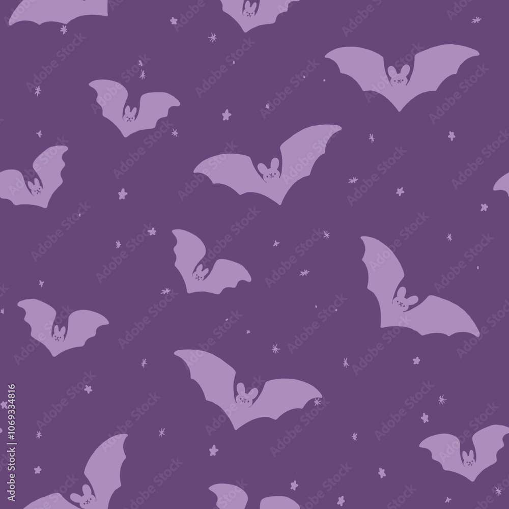 Naklejka premium Seamless pattern Halloween bats night