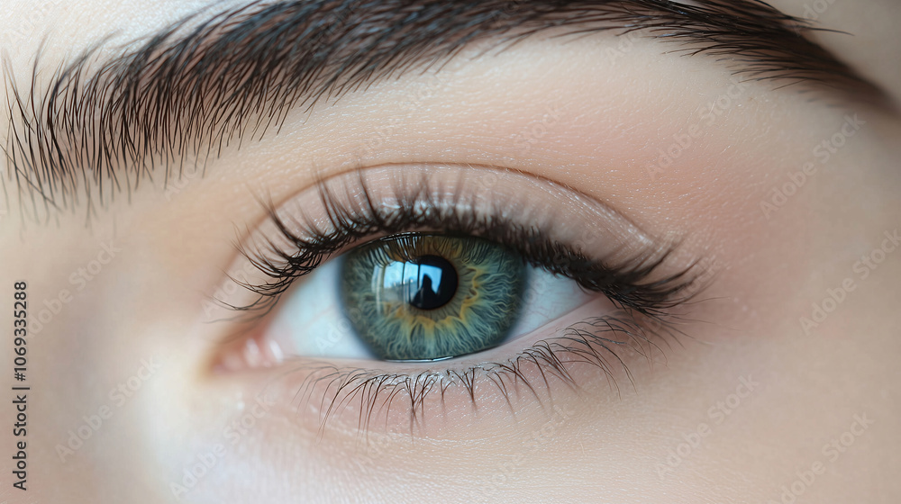 Close up of a Blue Eye with Long Eyelashes Beauty Makeup Eyelash Extensions Female Gaze Close up of a Blue Eye with Long Eyelashes Beauty Makeup Eyelash Extensions Female Gaze