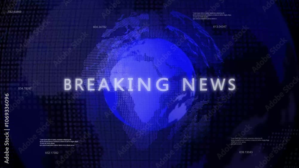 Breaking News intro for TV broadcast news show program.the globe spins in futuristic style.Background for news report and breaking news. Breaking News intro for TV broadcast news show program.the globe spins in futuristic style.Background for news report and breaking news.