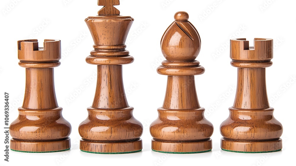 wooden chess pieces on white background wooden chess pieces on white background