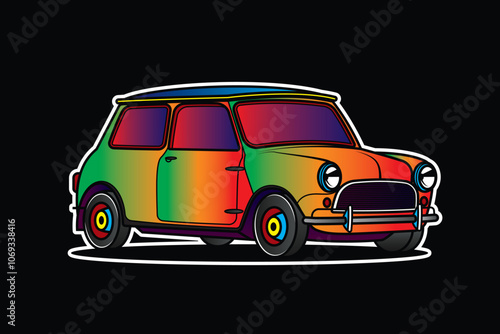 Racing retro car. Original vector illustration in vintage style.