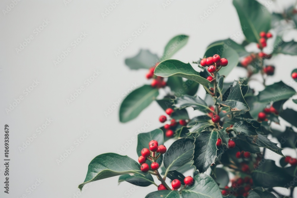 Obraz premium A close-up shot of a plant with bright red berries, ideal for use in designs related to nature and the outdoors