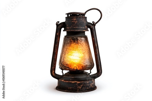 An antique-style lantern with a warm glow, great for vintage or rustic themed projects photo