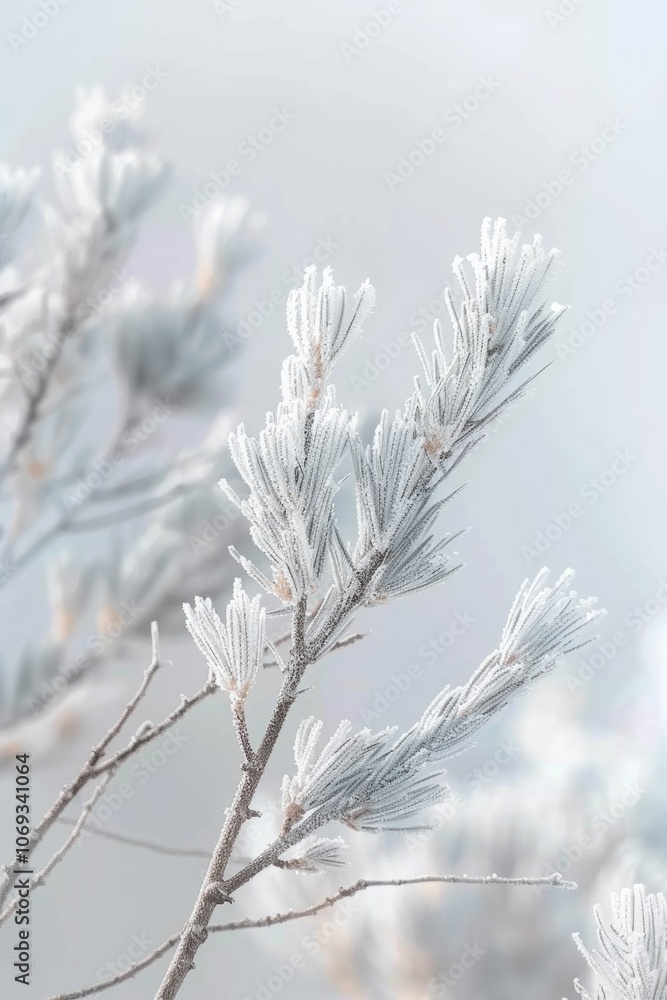 Close-up shot of a tree branch covered in frost Close-up shot of a tree branch covered in frost