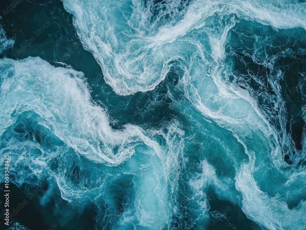 Fototapeta premium An aerial view of swirling ocean water creating a beautiful abstract pattern.