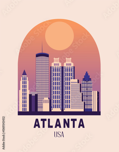 Atlanta city travel poster in arch photo