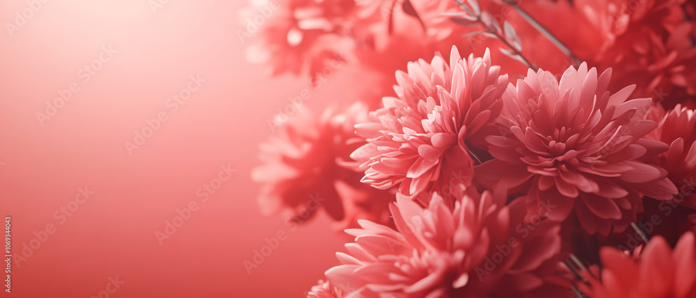 Closeup of Delicate Pink Flowers with Soft Light Background