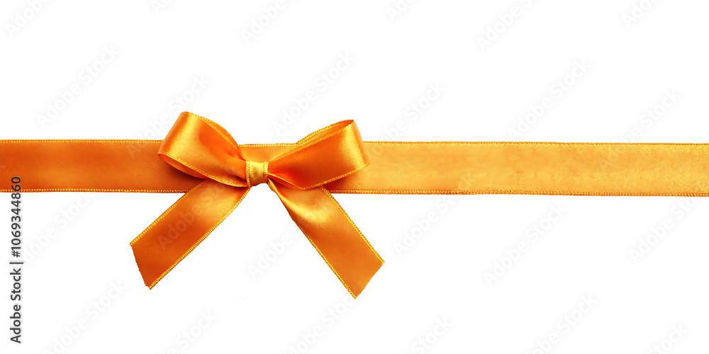 a orange ribbon with a bow isolated on a white background.AI GENERATED a orange ribbon with a bow isolated on a white background.AI GENERATED