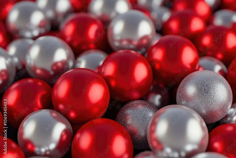A collection of red and silver Christmas balls A collection of red and silver Christmas balls