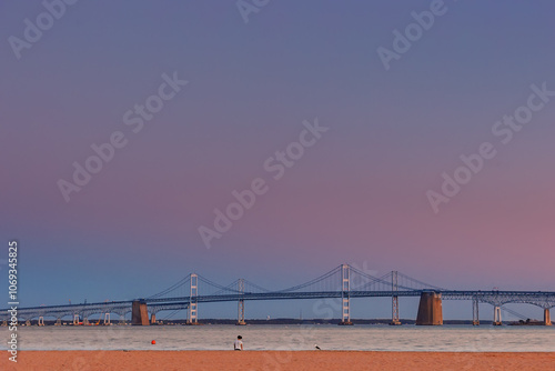 Chesapeake Bay Bridge after sunset
