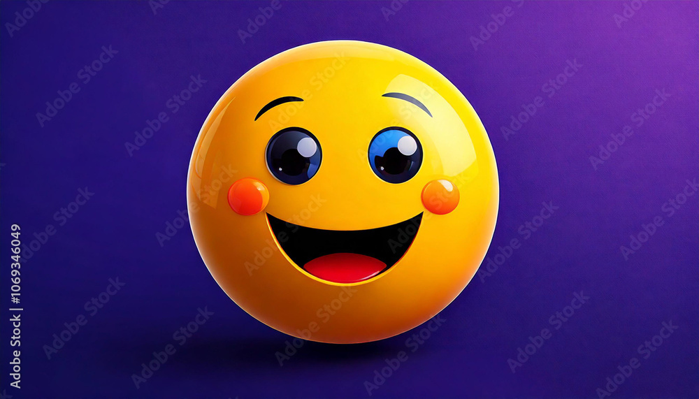 Bright, shiny yellow smiley face emoji on a deep purple background, exuding joy and positivity. Perfect for mood lifting designs, social media, and cheerful decor. Bright, shiny yellow smiley face emoji on a deep purple background, exuding joy and positivity. Perfect for mood lifting designs, social media, and cheerful decor.