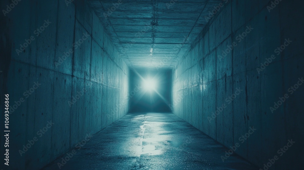 Fototapeta premium A dark tunnel with a light at the end