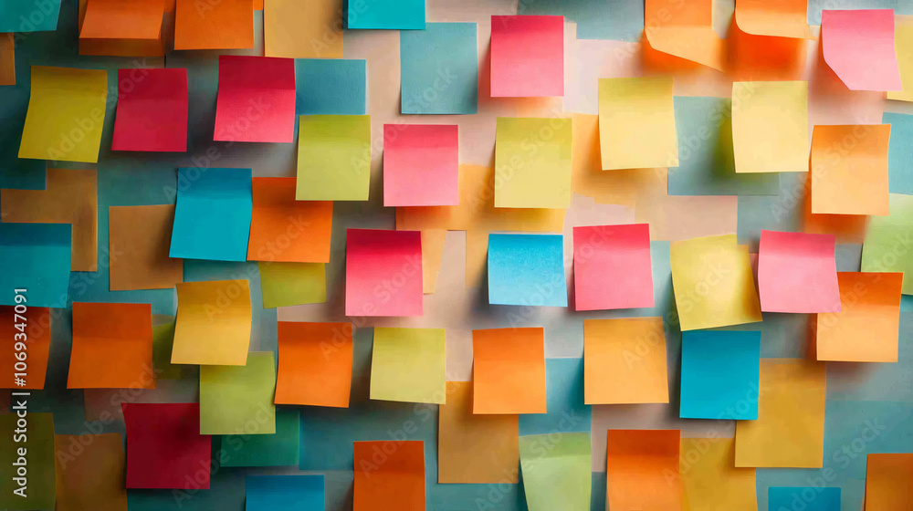 A creative layout with post-it notes detailing business goals. A creative layout with post-it notes detailing business goals.