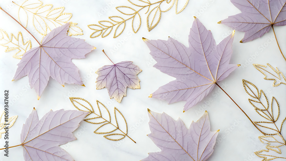 Fototapeta premium Delicate Purple Leaves with Golden Accents
