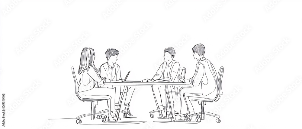 Business Team Meeting Illustration Line Art Drawing of People in a Meeting, Business Team Meeting Illustration Line Art Drawing of People i Business Team Meeting Illustration Line Art Drawing of People in a Meeting, Business Team Meeting Illustration Line Art Drawing of People i
