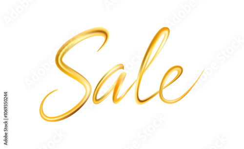 Gold Sale Lettering. Calligraphic lettering for discounts, clearances
