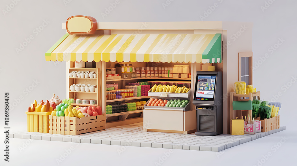 Fototapeta premium a 3d version of a store that has a POS system