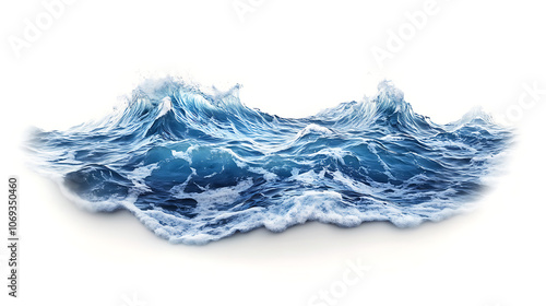 Wallpaper Mural Ocean water surface waves, isolated on white background cutout, Torontodigital.ca