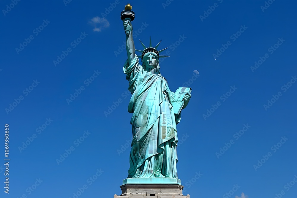 Obraz premium Iconic Statue of Liberty Against a Clear Blue Sky