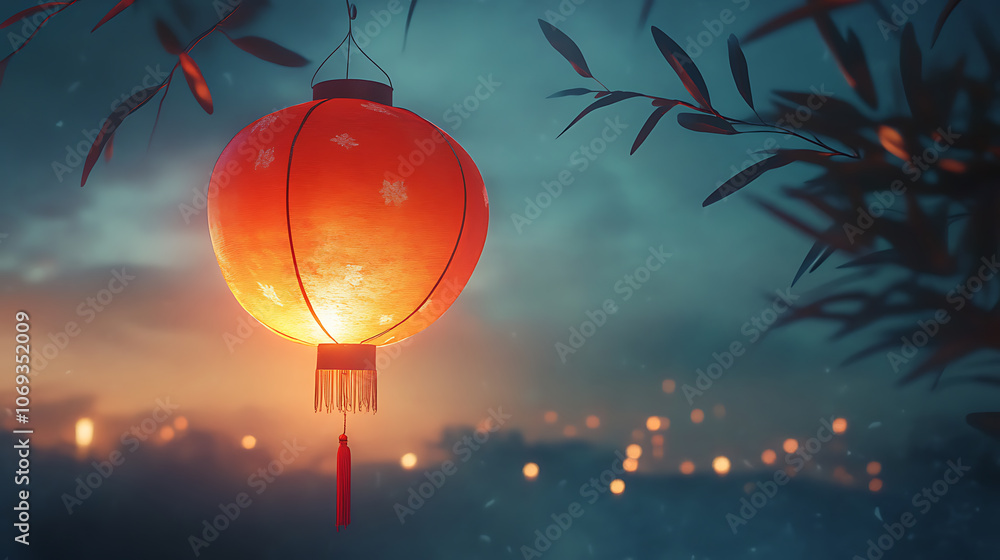 Red chinese lantern in mid-autumn festival Red chinese lantern in mid-autumn festival