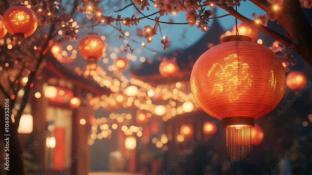 Red chinese lantern in mid-autumn festival Red chinese lantern in mid-autumn festival