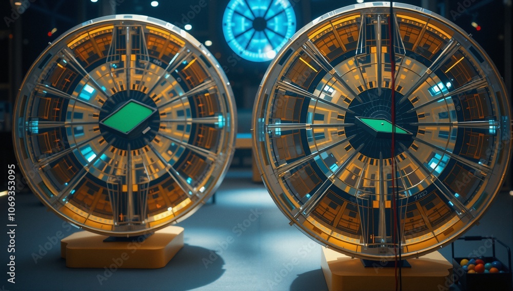 Obraz premium Glowing Sci-Fi Navigation Instruments
