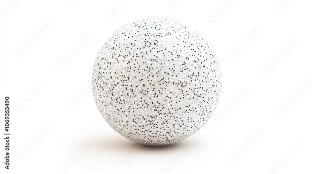 A single white and black speckled egg sits on a clean white surface, awaiting discovery A single white and black speckled egg sits on a clean white surface, awaiting discovery