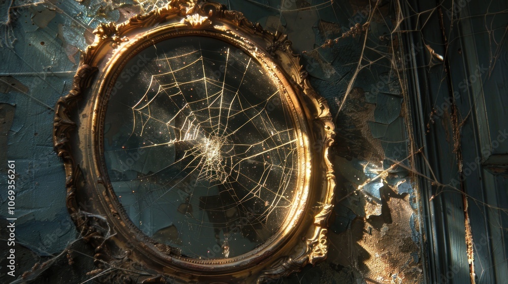Obraz premium Vintage Mirror with Cobwebs