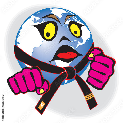 Karate power fist emblem. Martial art colored simbol design. Vector, EPS.