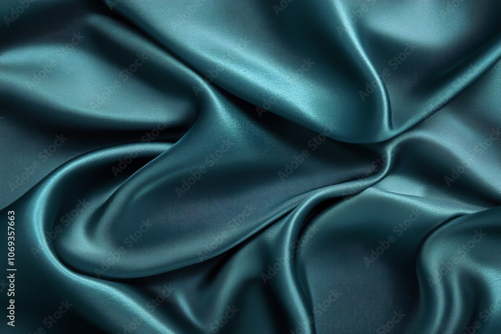 Fototapeta premium Fond vert sarcelle foncé brillant avec motifs subtils de vagues et plis, inspiré par les textures océaniques..