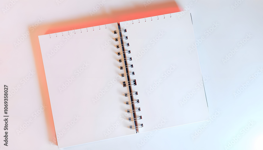 A spiral notebook from top view with empty white cover isolated with white highlights, png A spiral notebook from top view with empty white cover isolated with white highlights, png