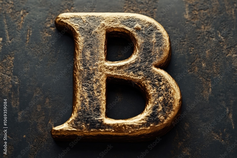A close-up shot of the letter B made of metal, ideal for use in designs and layouts where a bold font is needed A close-up shot of the letter B made of metal, ideal for use in designs and layouts where a bold font is needed