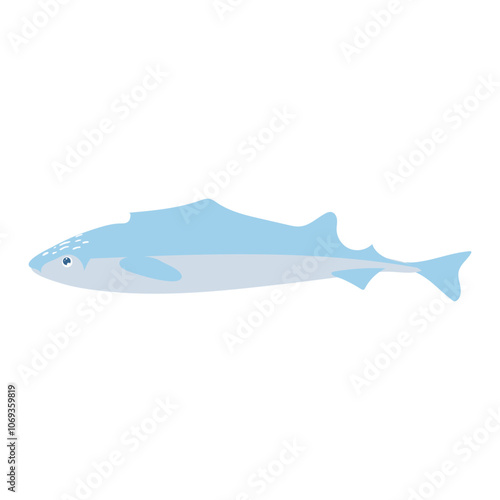 Abstract atlantic cod fish in flat design. Fishing industry aquaculture. Vector illustration isolated.