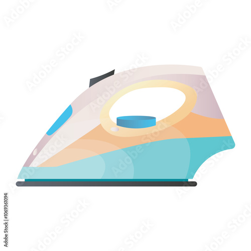 Iron appliance in flat design. Household electronic device for fabric care. Vector illustration isolated.