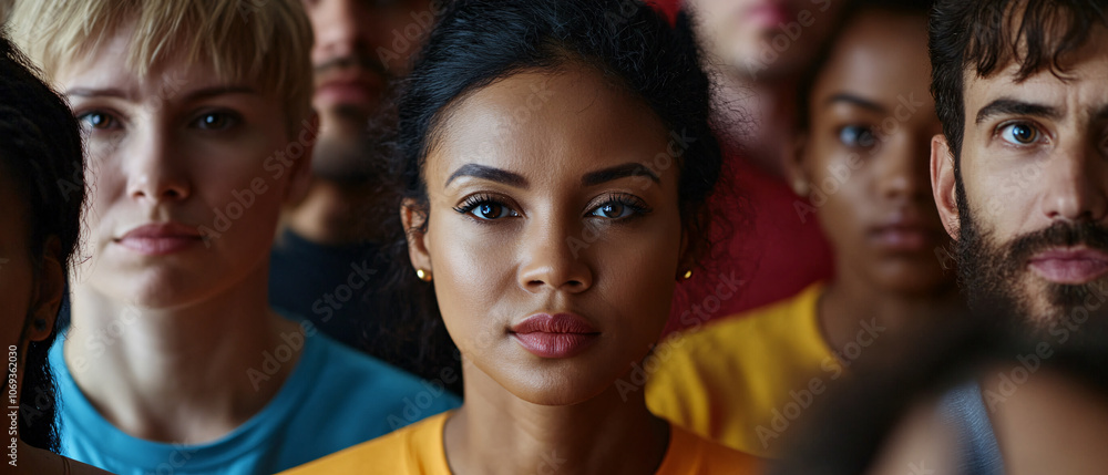Closeup Portrait of Diverse Group of People Looking at Camera Closeup Portrait of Diverse Group of People Looking at Camera