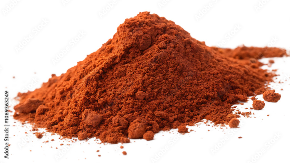 a pile of red paprika powder isolated on white background.AI GENERATED a pile of red paprika powder isolated on white background.AI GENERATED