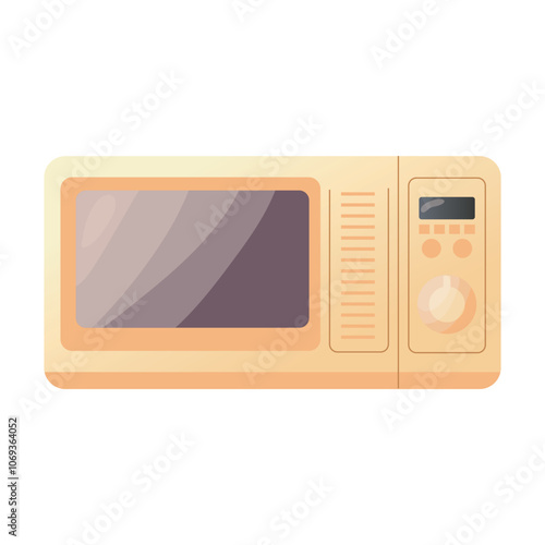 Kitchen microwave in flat design. Household electronic appliance, cooking tool. Vector illustration isolated.