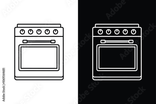 Electric oven vector kitchen icon on White Background Vector Art Illustration on white background.	