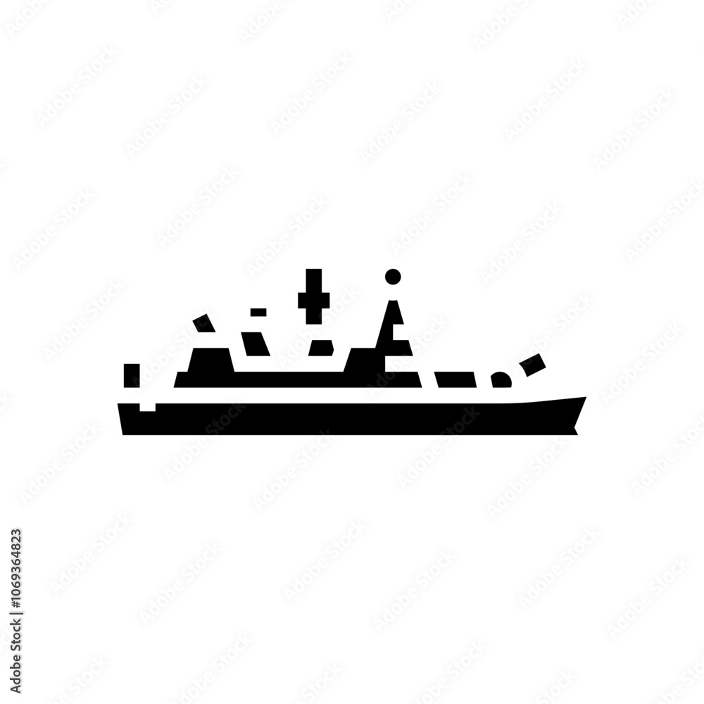 Obraz premium naval destroyer ship glyph icon vector. naval destroyer ship sign. isolated symbol illustration