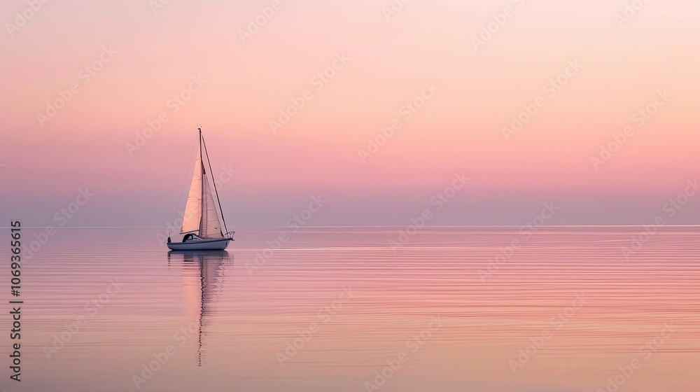 Fototapeta premium A sailboat on the calm sea