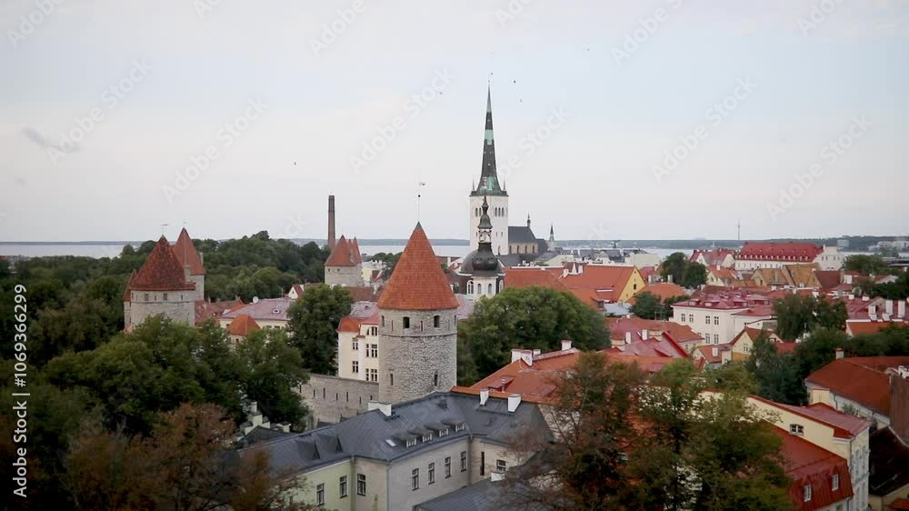 Scenic view of the old town in Tallinn, Estonia. Old Town of Tallinn preserved its Medieval origin, most of the buildings were built during 13-16 centuries. Scenic view of the old town in Tallinn, Estonia. Old Town of Tallinn preserved its Medieval origin, most of the buildings were built during 13-16 centuries.
