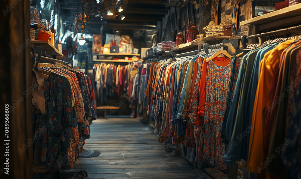 Obraz premium Clothes for sale in a shop, generated ai