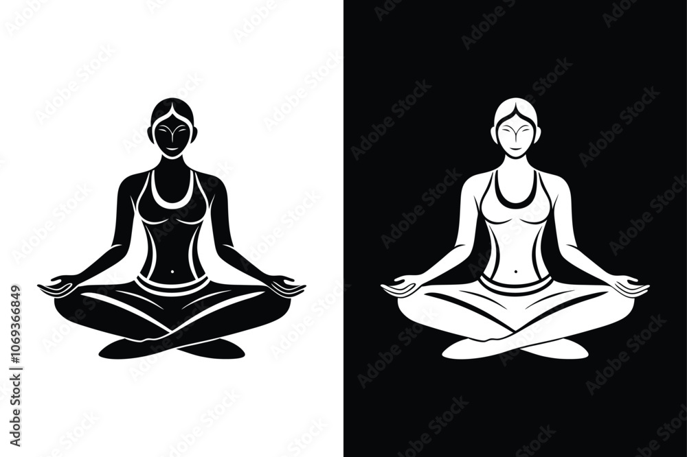 Yoga logo silhouette vector. Yoga symbol vector sign isolated on white background. Yoga logo silhouette vector. Yoga symbol vector sign isolated on white background.