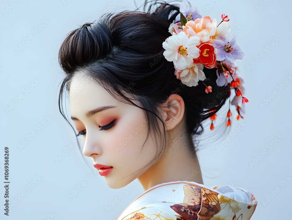 © bvbflo1 - Portrait of beautiful japanese woman with white background © bvbflo1 - Portrait of beautiful japanese woman with white background