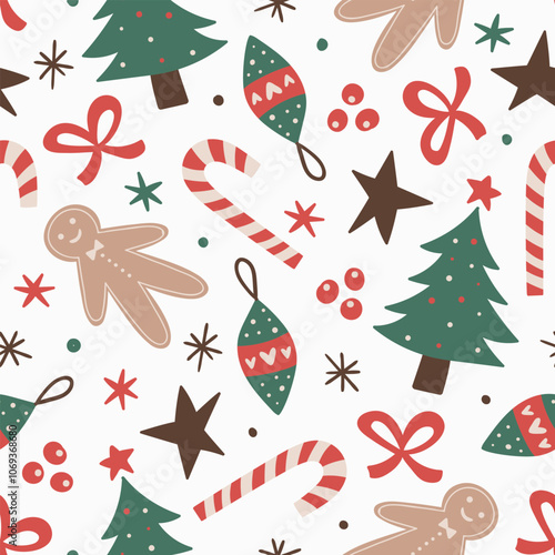 Christmas Pattern Winter Background Christmas Tree Pattern Gingerbread